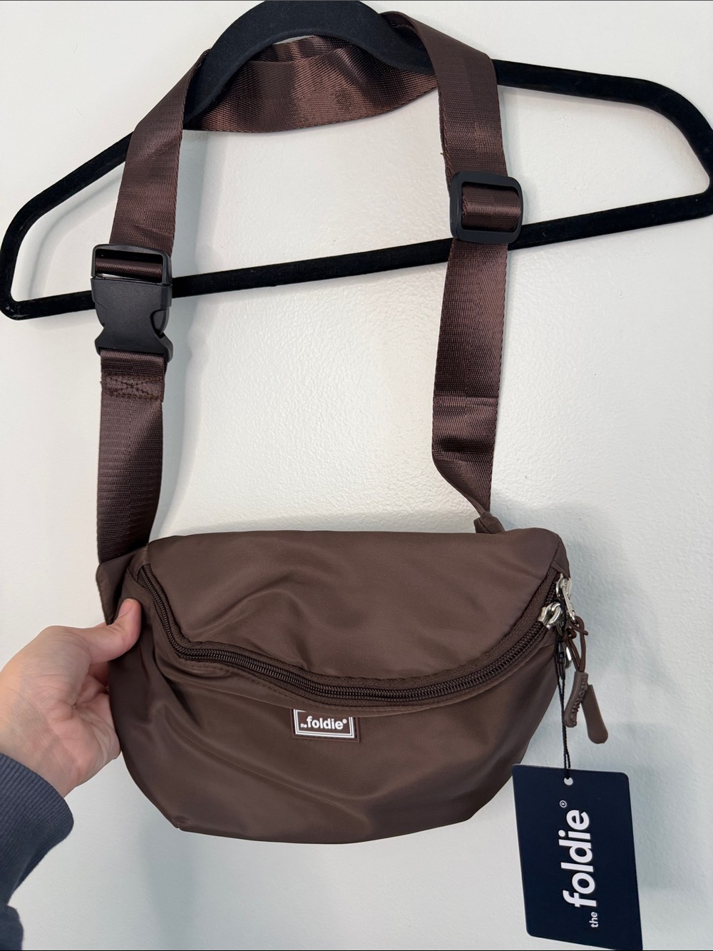 The Foldie Crossbody Bag NWT Travel Purse Nylon Brown - Picture 2 of 9